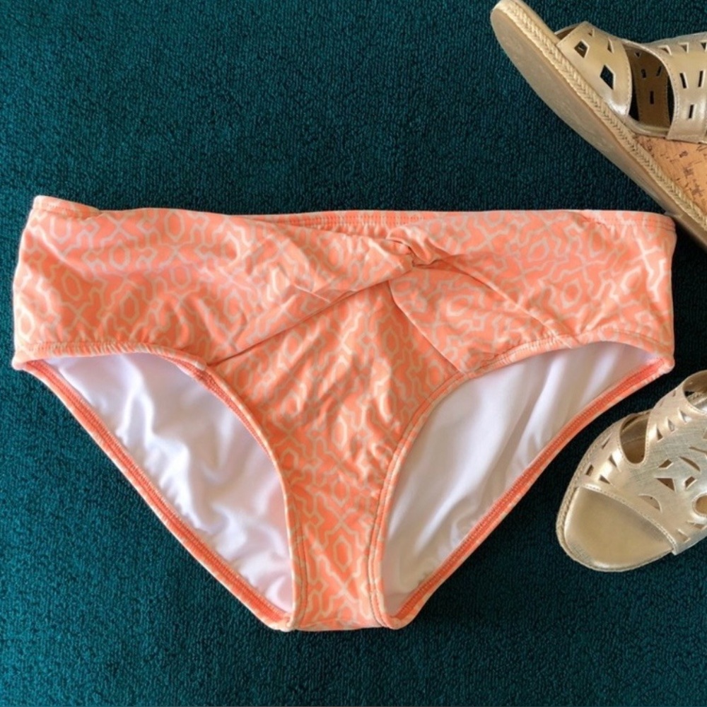 Antonio Melani Twist Bikini Bottom Size L Peach Cream NWT Swimwear Resort